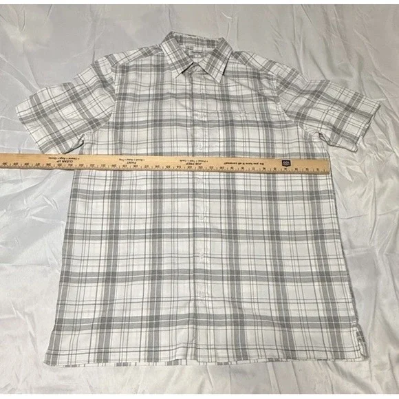 Haggar Shirt Mens Large Tall White Plaid Cool 18 Tec Golf Button Up Short Sleeve - Picture 4 of 9